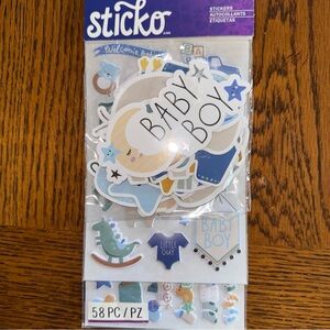 Baby Boy Sticker Flip-Pack 58pc Sticko Scrapbook Die Cuts  Embellishments NEW